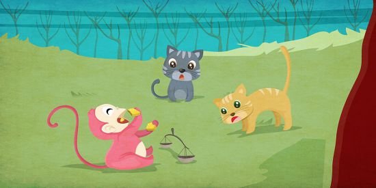 Two Cats And A Monkey - kids stories in english